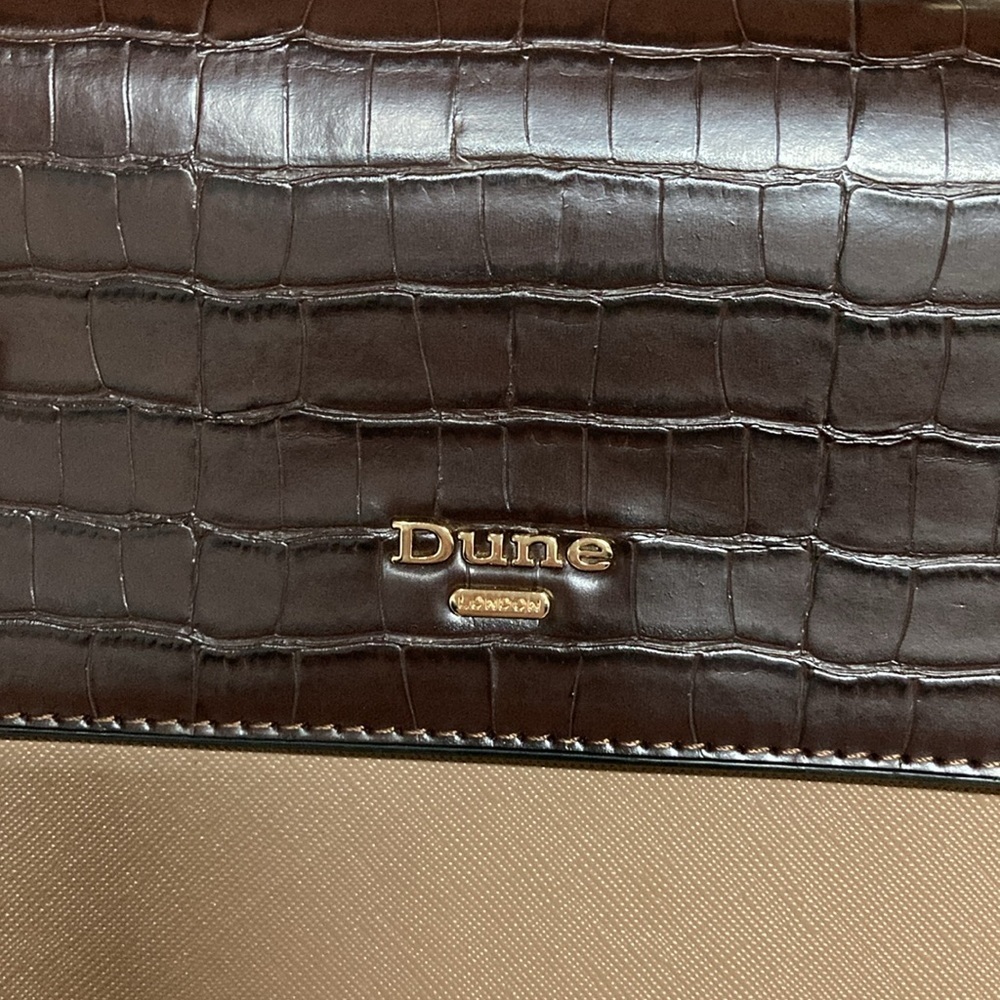 Dune London Brown Two-Tone Croc-Texture Top Handle Crossbody Bag - Picture 3 of 7